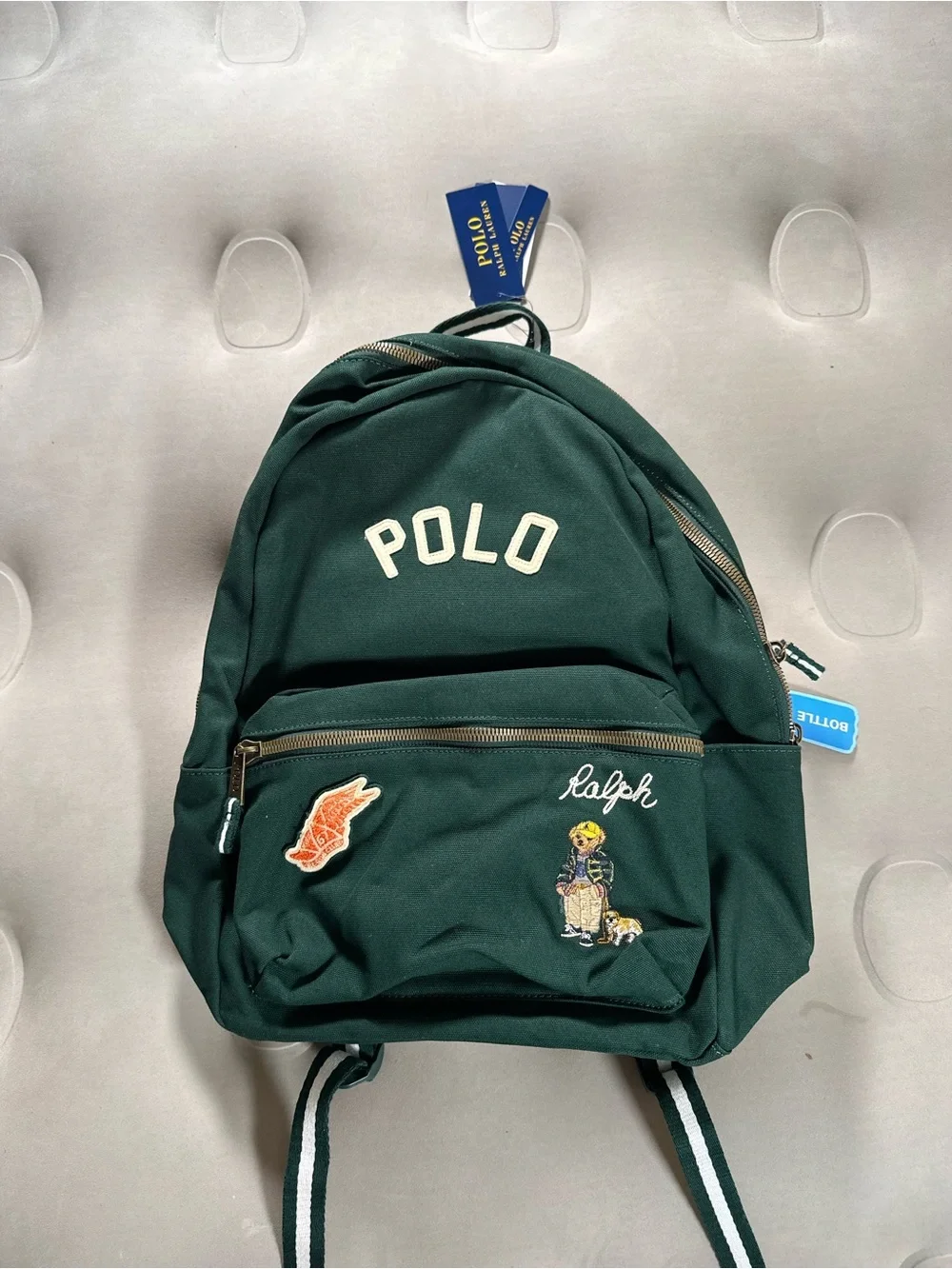 Polo Ralph Lauren Green Heritage Canvas Backpack Polo Bear Retro NWT RARE
